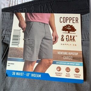 NWT Copper & Oak Gray Cargo Shorts sz 36